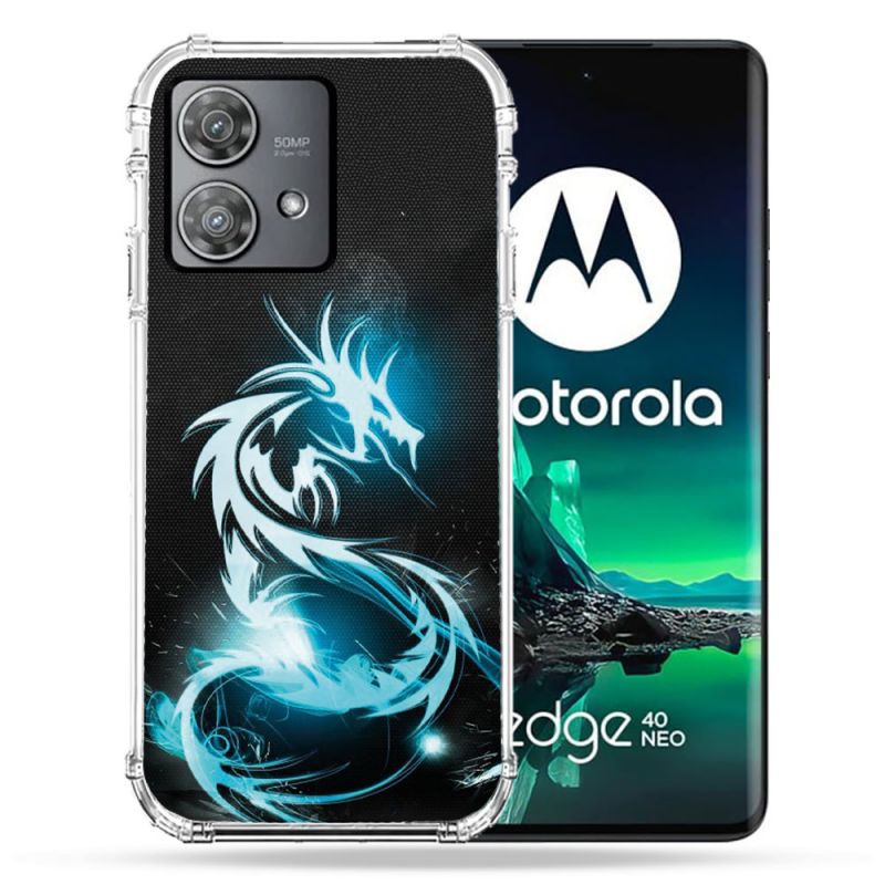 Coque Renforcée Pour Motorola Edge 40 Neo Fantastique Dragon Bleu