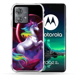 Coque Renforcée Pour Motorola Edge 40 Neo Fantastique Licorne Arc en ciel