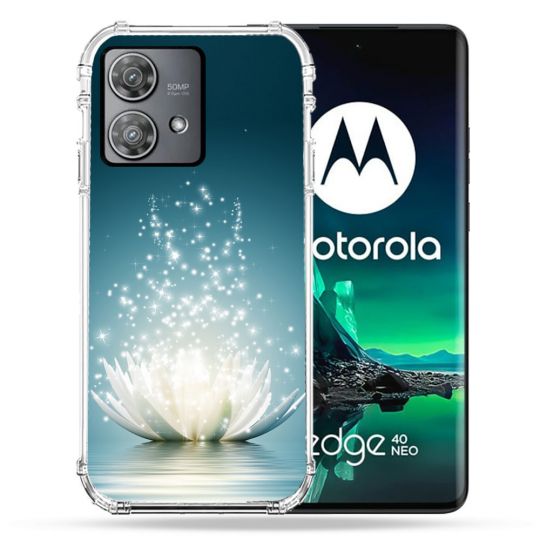 Coque Renforcée Pour Motorola Edge 40 Neo Fleur Lotus Blanc