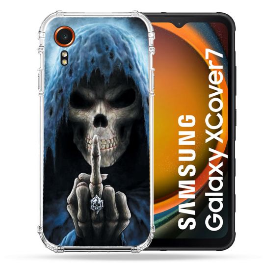 Coque Renforcée Pour Samsung Galaxy Xcover 7 Tete de Mort Doigt