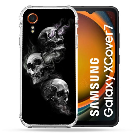 Coque Renforcée Pour Samsung Galaxy Xcover 7 Tete de Mort Triple
