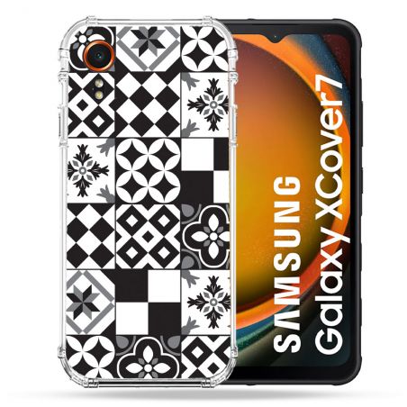 Coque Renforcée Pour Samsung Galaxy Xcover 7 Texture Carreau Ciment Noir