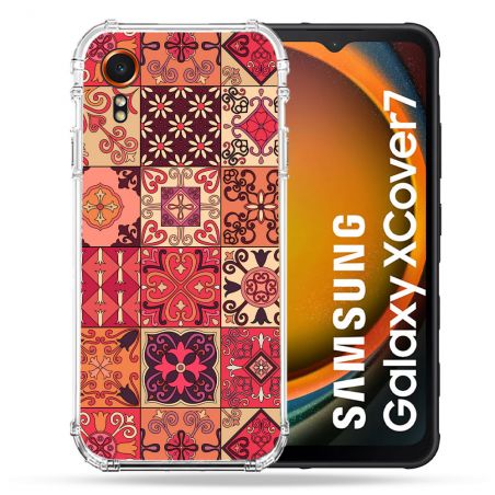 Coque Renforcée Pour Samsung Galaxy Xcover 7 Texture Carreau Ciment Rouge