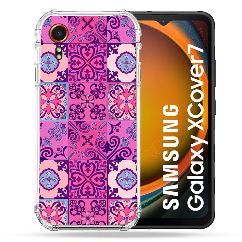 Coque Renforcée Pour Samsung Galaxy Xcover 7 Texture Carreau Ciment Violet