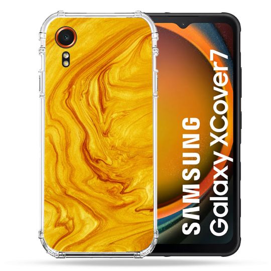 Coque Renforcée Pour Samsung Galaxy Xcover 7 Texture Marbre Jaune