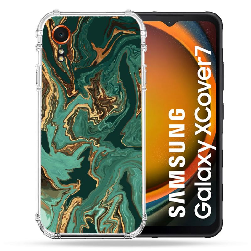 Coque Renforcée Pour Samsung Galaxy Xcover 7 Texture Marbre Vert