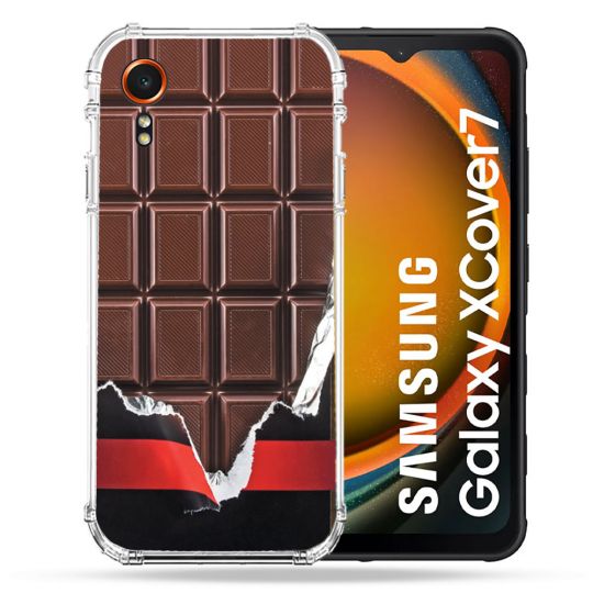 Coque Renforcée Pour Samsung Galaxy Xcover 7 Texture Trompe Oeil Chocolat
