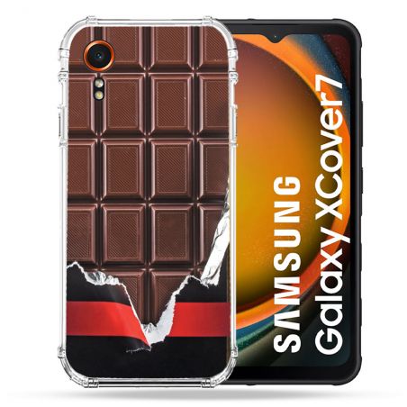 Coque Renforcée Pour Samsung Galaxy Xcover 7 Texture Trompe Oeil Chocolat