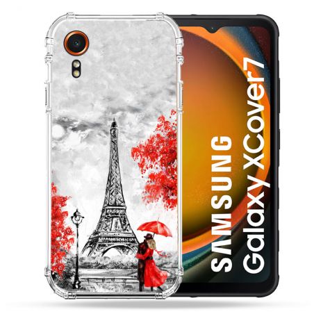 Coque Renforcée Pour Samsung Galaxy Xcover 7 Voyage France Paris Rouge