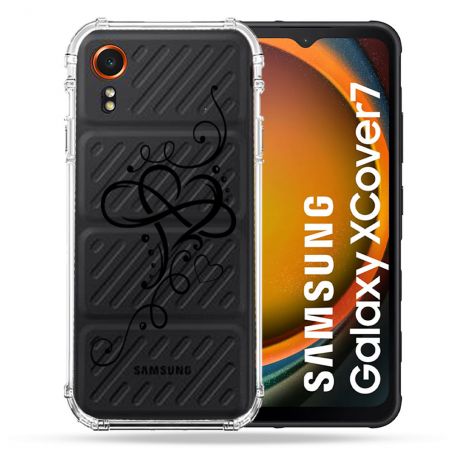 Coque Transparente Pour Samsung Galaxy Xcover 7 Cœur infini