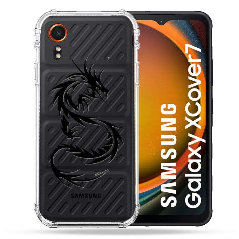 Coque Transparente Pour Samsung Galaxy Xcover 7 Dragon Noir