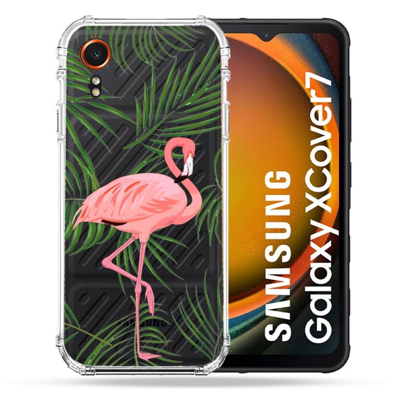 Coque Transparente Pour Samsung Galaxy Xcover 7 Flamant Rose