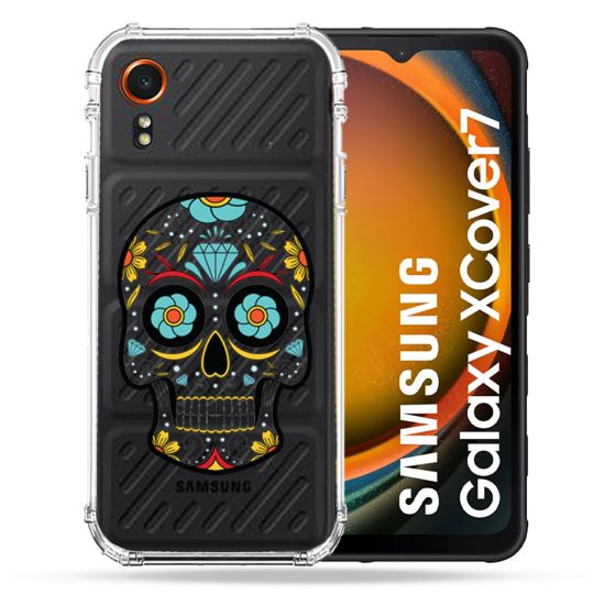 Coque Transparente Pour Samsung Galaxy Xcover 7 Tete Mort Color