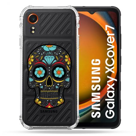 Coque Transparente Pour Samsung Galaxy Xcover 7 Tete Mort Color
