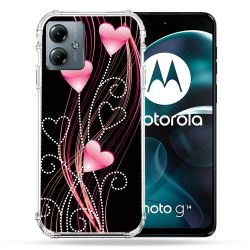 Coque Renforcée Pour Motorola G14 4G Amour Coeur Rose Montant sur Noir