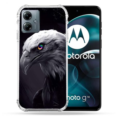 Coque Renforcée Pour Motorola G14 4G Animal Aigle Royal Noir