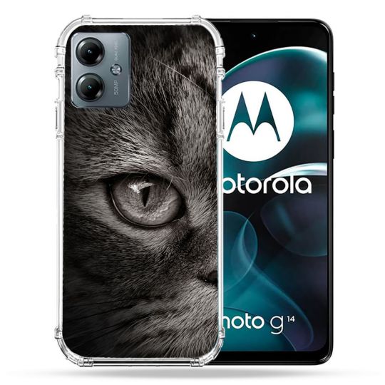 Coque Renforcée Pour Motorola G14 4G Animal Chat Gris