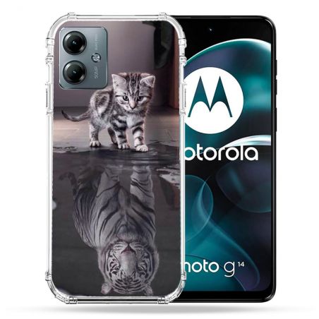 Coque Renforcée Pour Motorola G14 4G Animal Chat Reflet