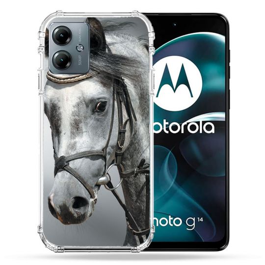 Coque Renforcée Pour Motorola G14 4G Animal Cheval Blanc
