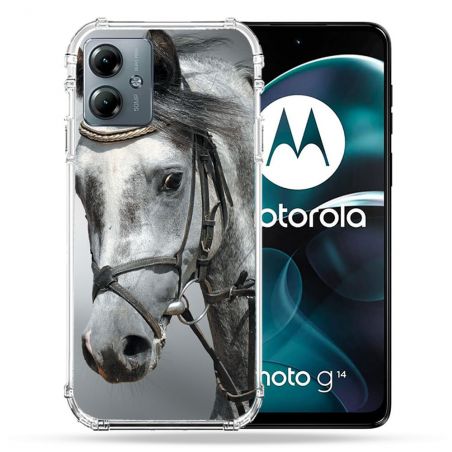 Coque Renforcée Pour Motorola G14 4G Animal Cheval Blanc