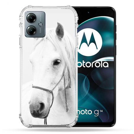 Coque Renforcée Pour Motorola G14 4G Animal Cheval Cristal