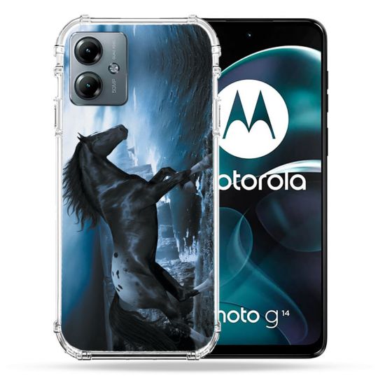 Coque Renforcée Pour Motorola G14 4G Animal Cheval Noir