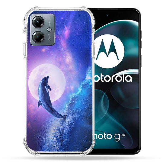 Coque Renforcée Pour Motorola G14 4G Animal Dauphin Vague