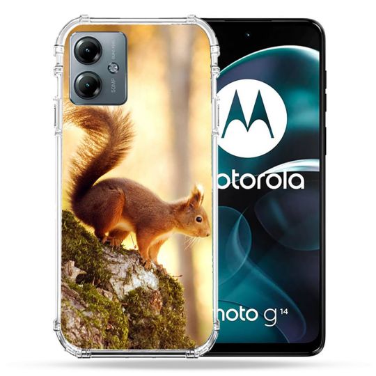 Coque Renforcée Pour Motorola G14 4G Animal Ecureuil Bois