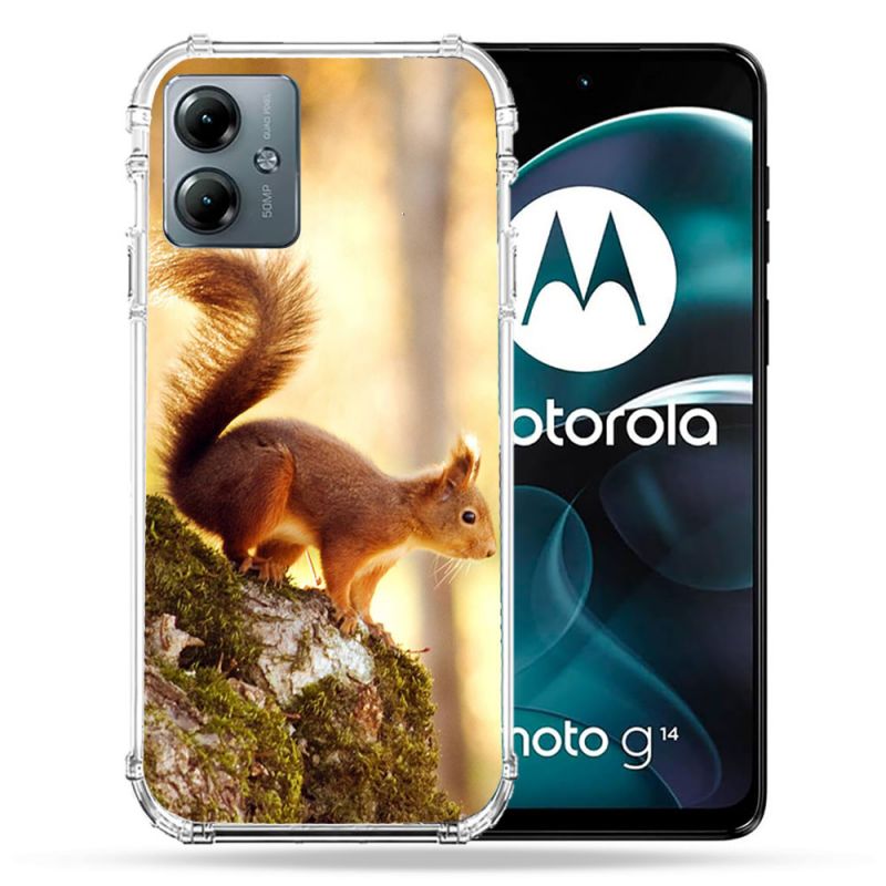 Coque Renforcée Pour Motorola G14 4G Animal Ecureuil Bois