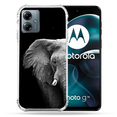 Coque Renforcée Pour Motorola G14 4G Animal Elephant Noir