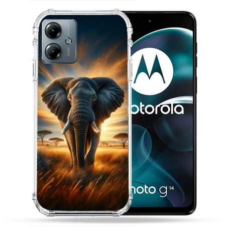 Coque Renforcée Pour Motorola G14 4G Animal Elephant Savane