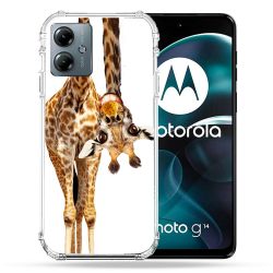 Coque Renforcée Pour Motorola G14 4G Animal Girafe Blanche