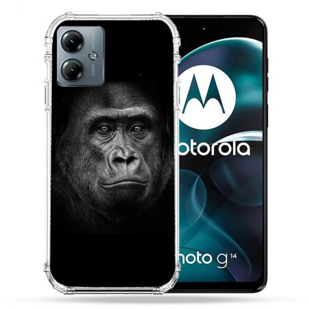 Coque Renforcée Pour Motorola G14 4G Animal Gorille Noir