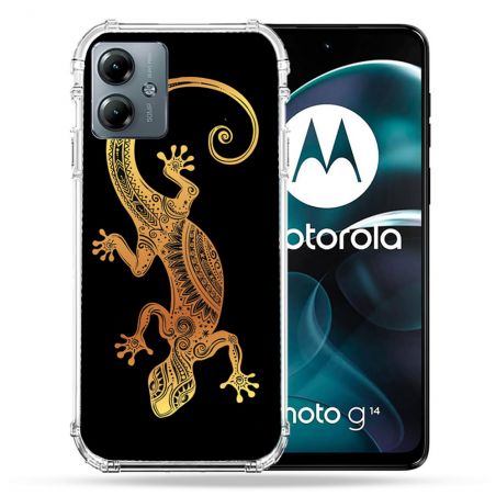 Coque Renforcée Pour Motorola G14 4G Animal Lezard Noir