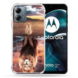 Coque Renforcée Pour Motorola G14 4G Animal Lion Reflet