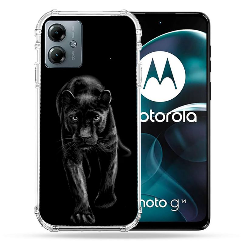 Coque Renforcée Pour Motorola G14 4G Animal Panthère Noire