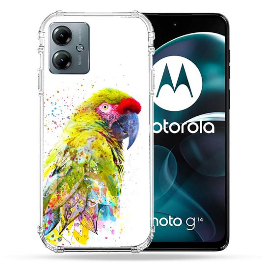 Coque Renforcée Pour Motorola G14 4G Animal Perroquet Jaune