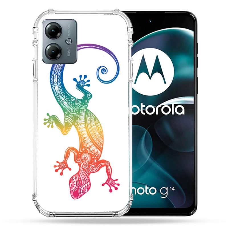 Coque Renforcée Pour Motorola G14 4G Animal Salamandre Color