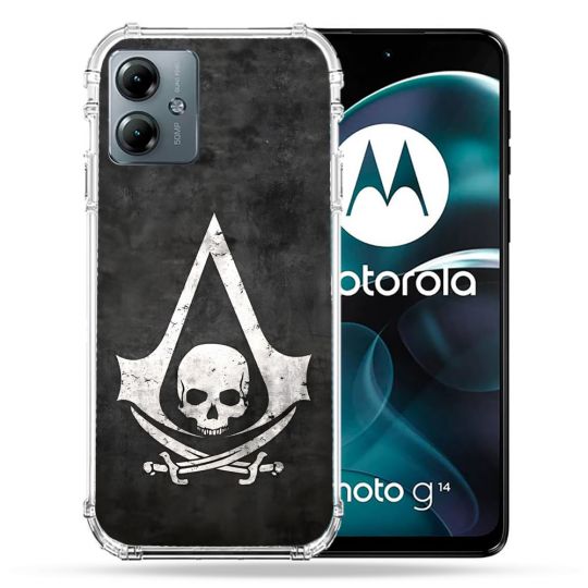 Coque Renforcée Pour Motorola G14 4G Assassin Creed Tete Mort