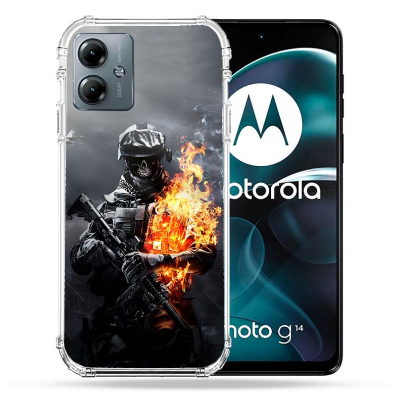 Coque Renforcée Pour Motorola G14 4G Call Of Duty Squelette