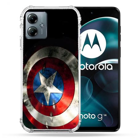 Coque Renforcée Pour Motorola G14 4G Captain America Bouclier