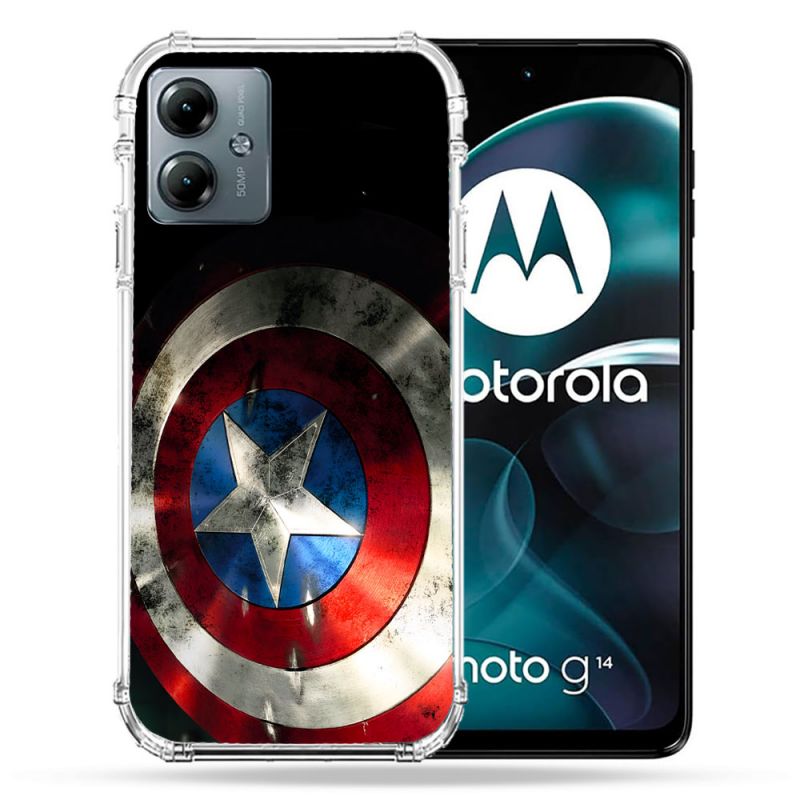 Coque Renforcée Pour Motorola G14 4G Captain America Bouclier