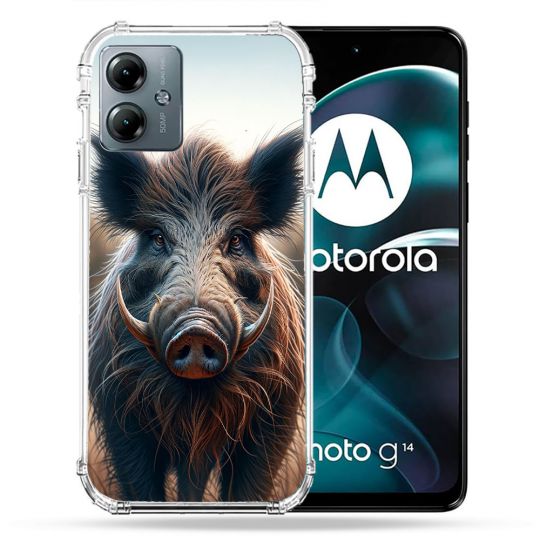 Coque Renforcée Pour Motorola G14 4G Chasse Sanglier Attaque