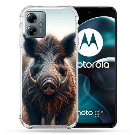 Coque Renforcée Pour Motorola G14 4G Chasse Sanglier Attaque