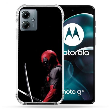 Coque Renforcée Pour Motorola G14 4G Deadpool Epee