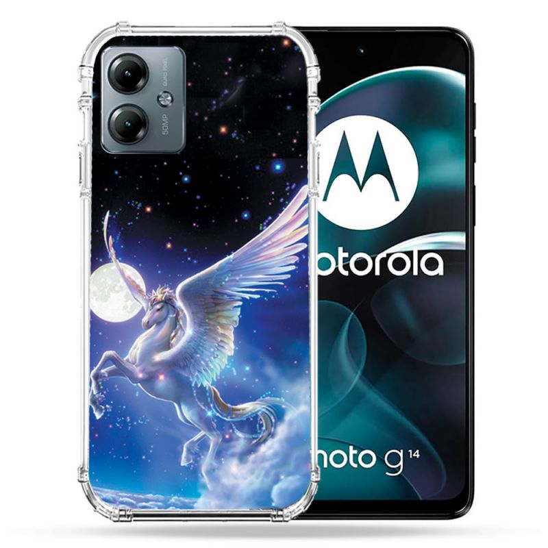 Coque Renforcée Pour Motorola G14 4G Fantastique Licorne Céleste