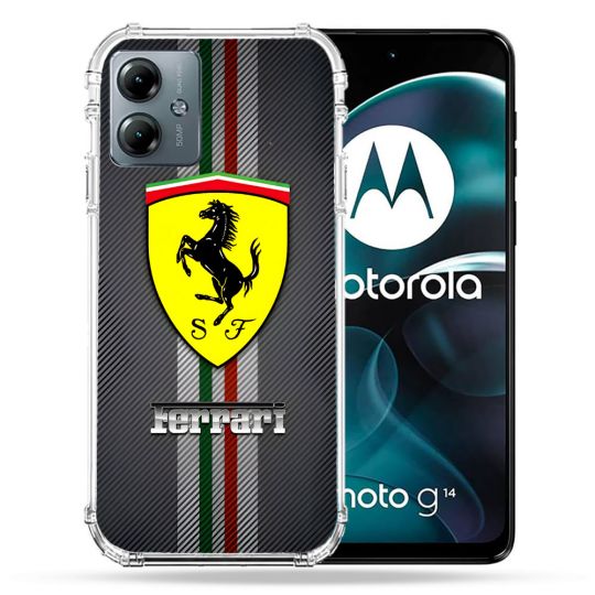 Coque Renforcée Pour Motorola G14 4G Ferrari Carbone