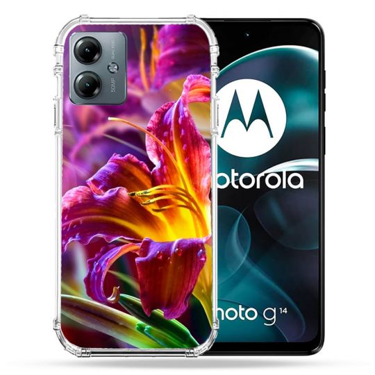 Coque Renforcée Pour Motorola G14 4G Fleur Lys Color