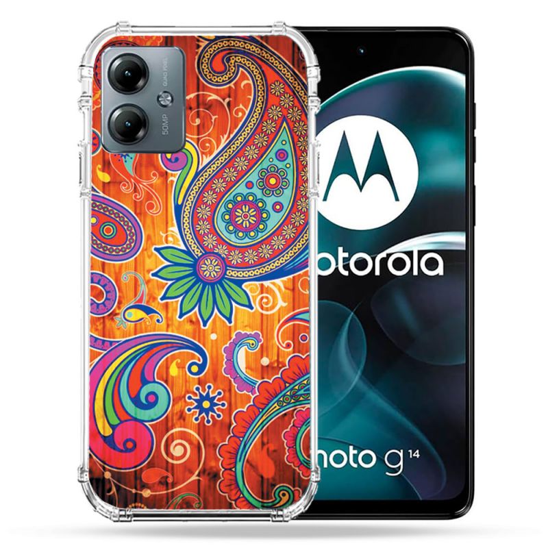 Coque Renforcée Pour Motorola G14 4G Fleur Psychedelic