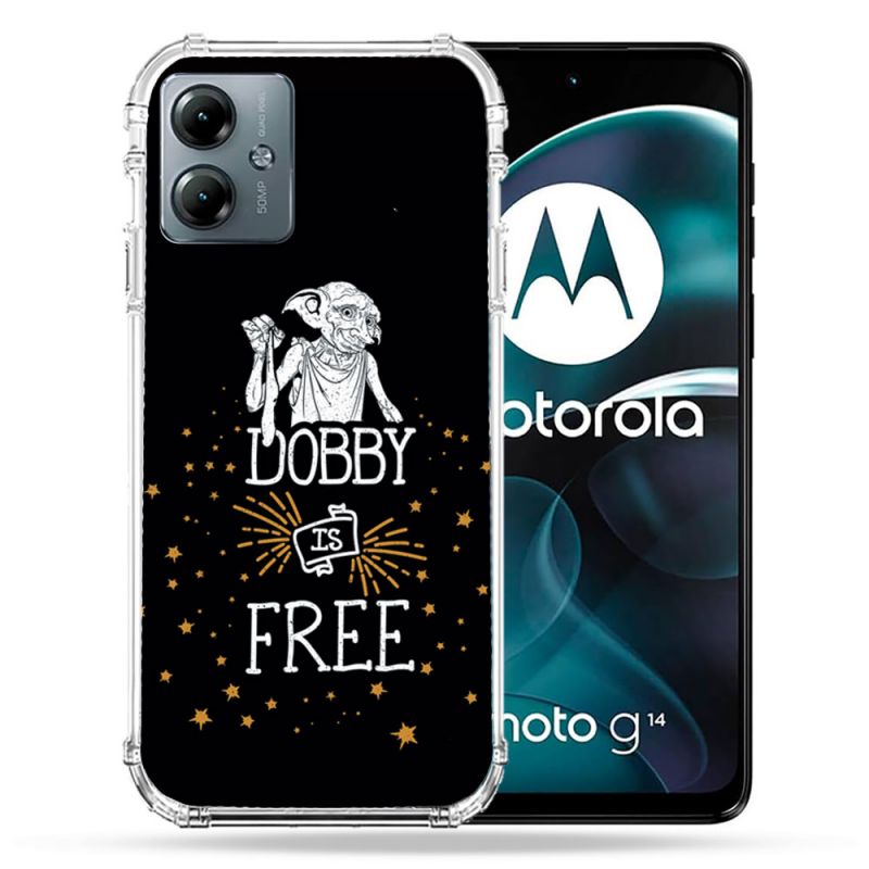 Coque Renforcée Pour Motorola G14 4G Harry Potter Dobby Free Noir